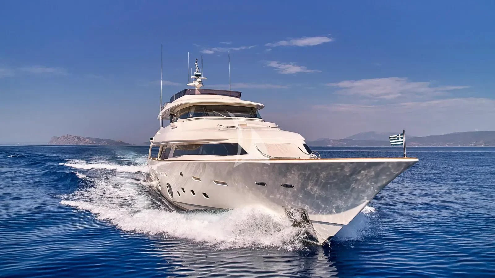 a white boat on the water aboard DALOLI Yacht for Charter