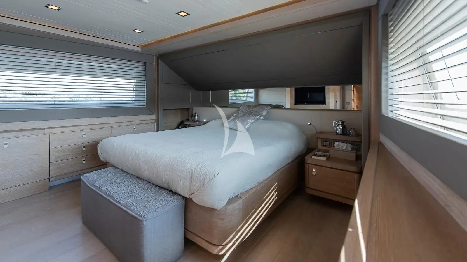 a bed in a room aboard DALOLI Yacht for Charter