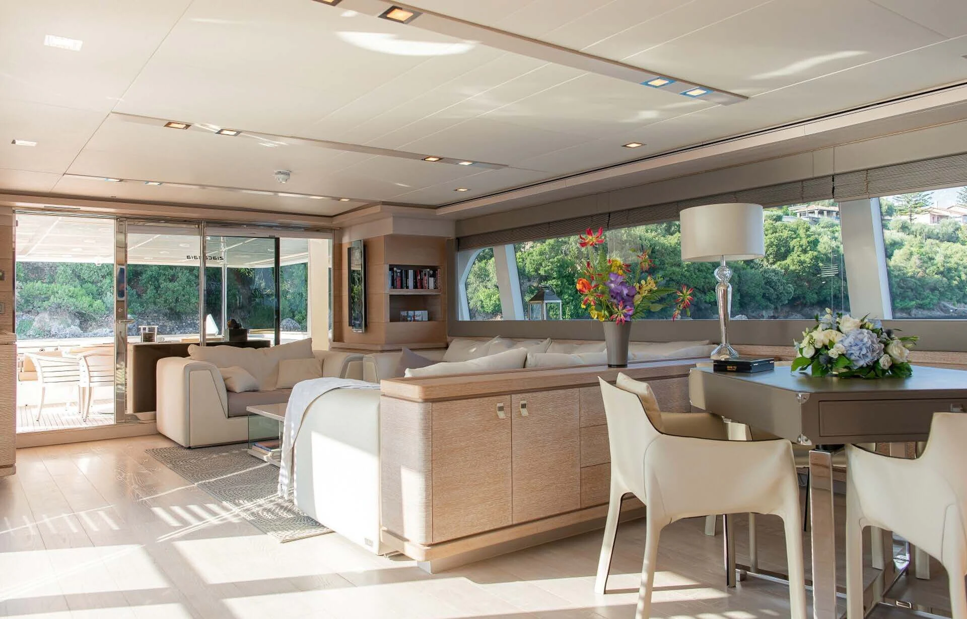 a large open office space aboard DALOLI Yacht for Charter