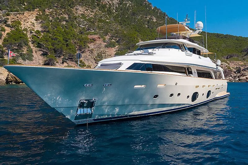 a white yacht on the water aboard BLUE LINE Yacht for Sale