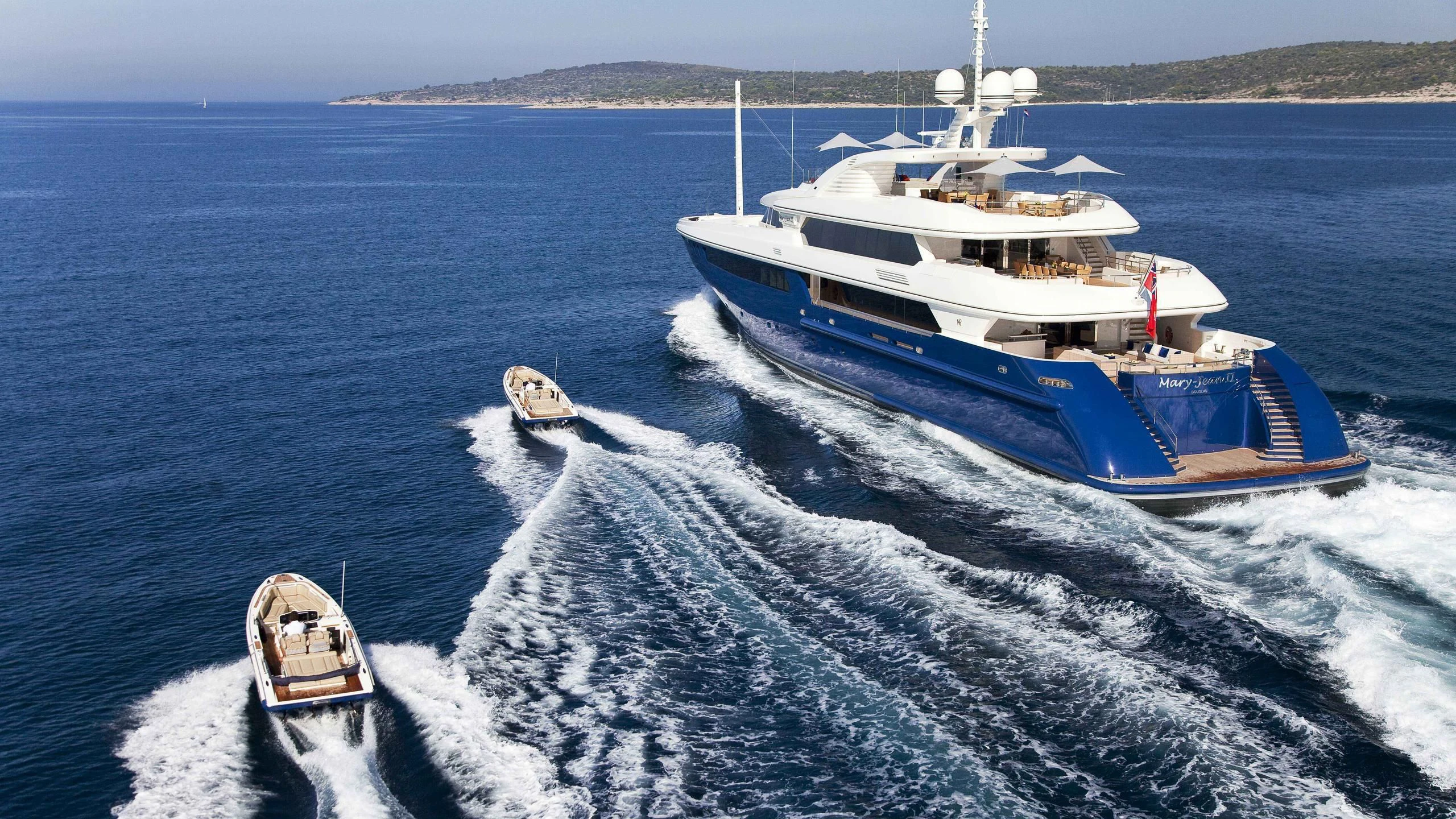 a boat on the water aboard MARY-JEAN II Yacht for Sale