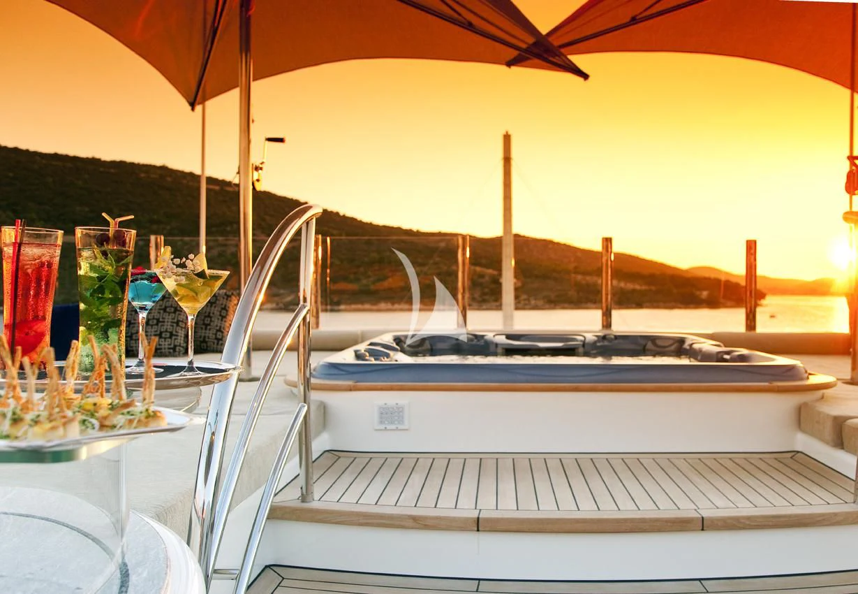 a boat on a deck aboard MARY-JEAN II Yacht for Sale
