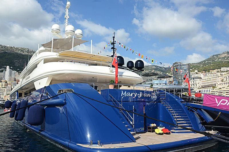 a large boat docked at a port aboard MARY-JEAN II Yacht for Sale