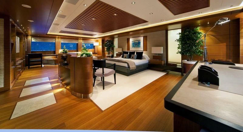 a room with a couch and a table and a bed aboard MARY-JEAN II Yacht for Sale