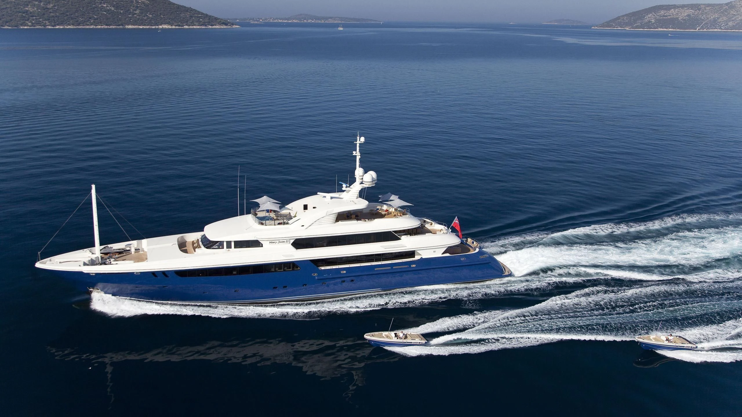a white yacht in the water aboard MARY-JEAN II Yacht for Sale
