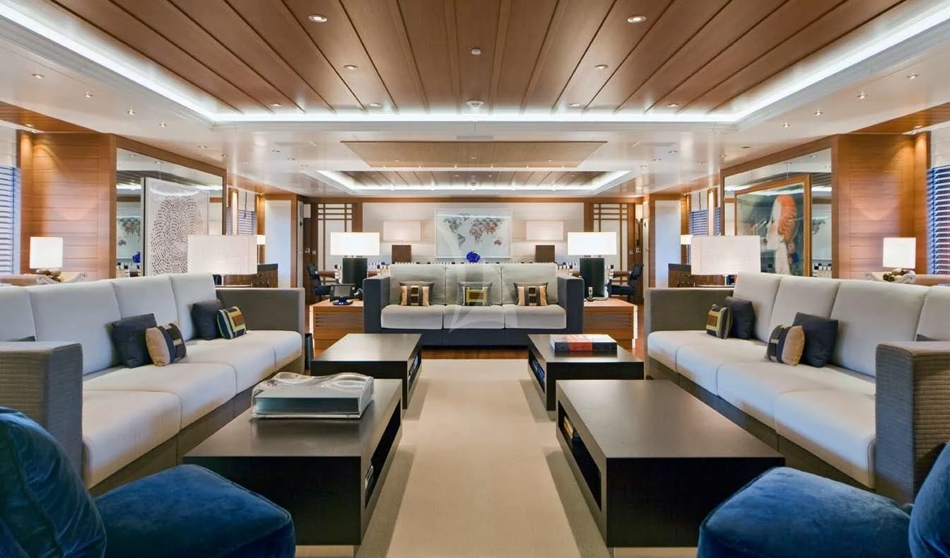 a room with a couch and a table aboard MARY-JEAN II Yacht for Sale
