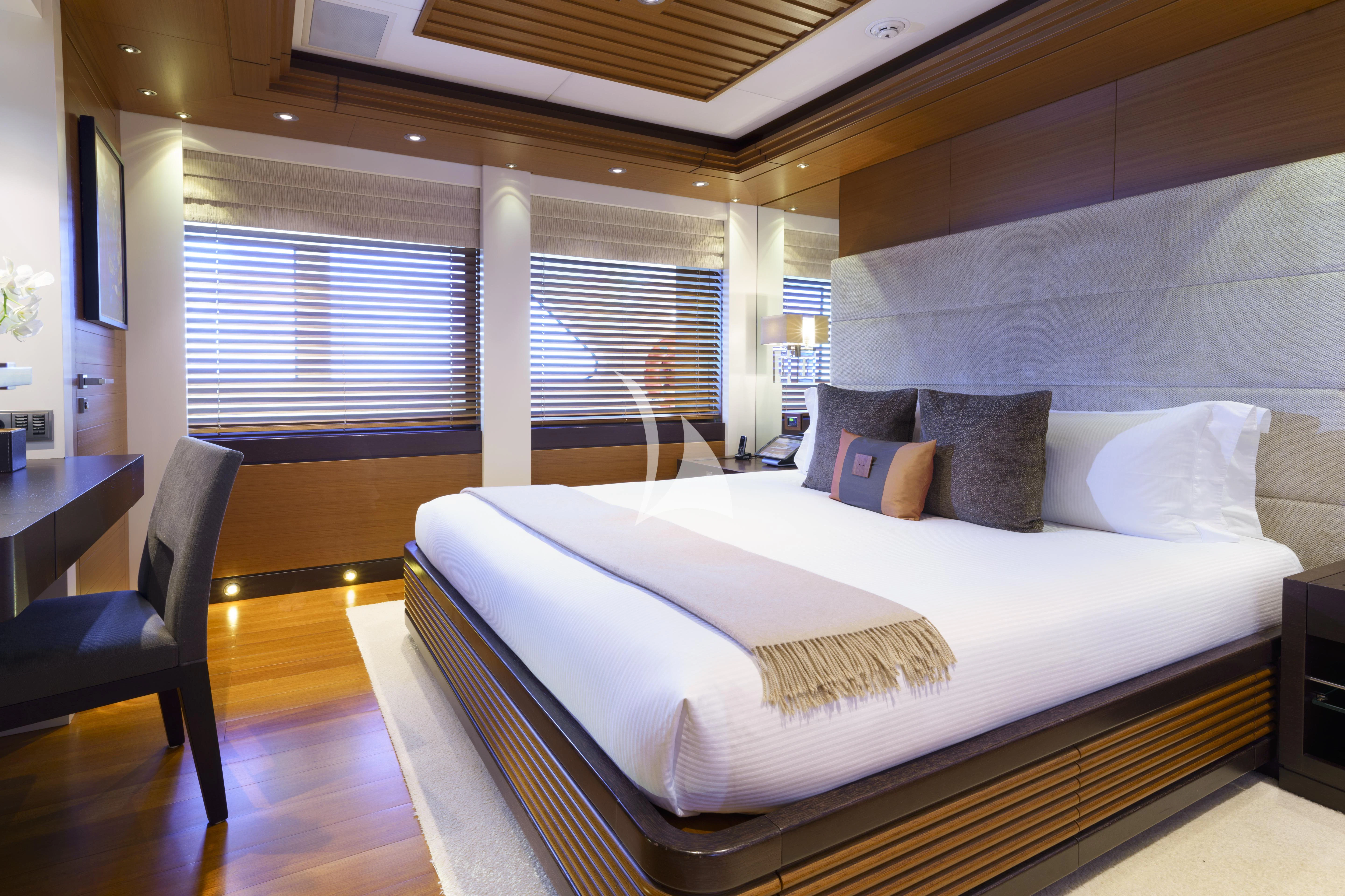 a bed in a room aboard MARY-JEAN II Yacht for Sale