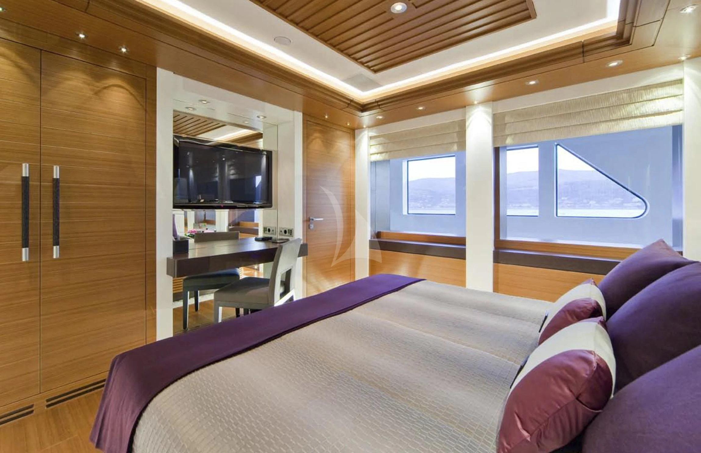 a couch in a room aboard MARY-JEAN II Yacht for Sale