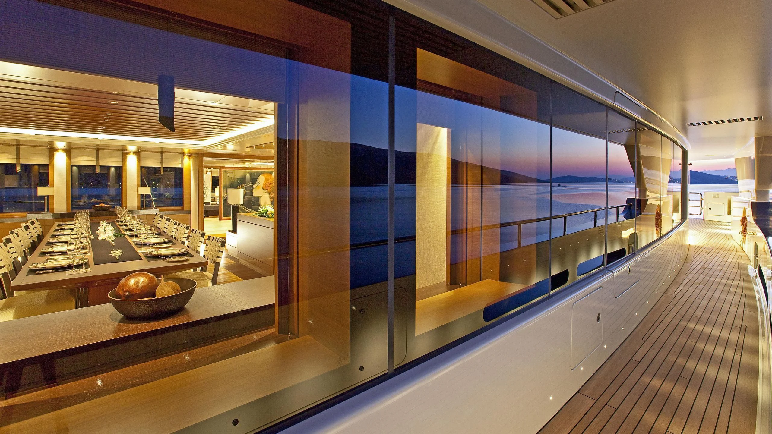 a large room with a large glass display case aboard MARY-JEAN II Yacht for Sale