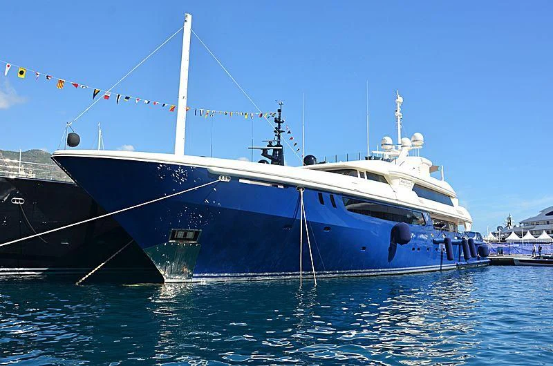 a large white boat in the water aboard MARY-JEAN II Yacht for Sale