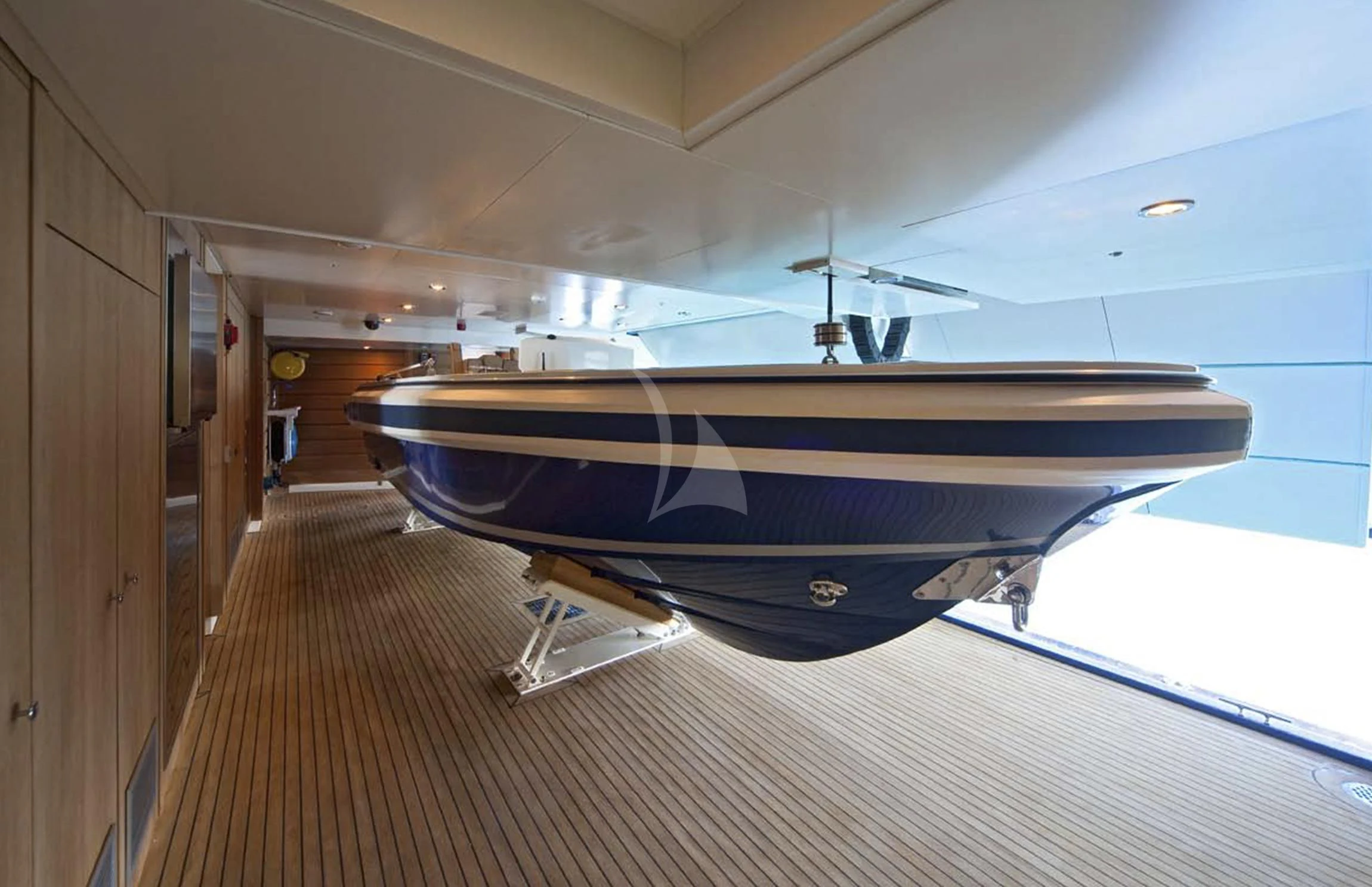 a large submarine in a museum aboard MARY-JEAN II Yacht for Sale