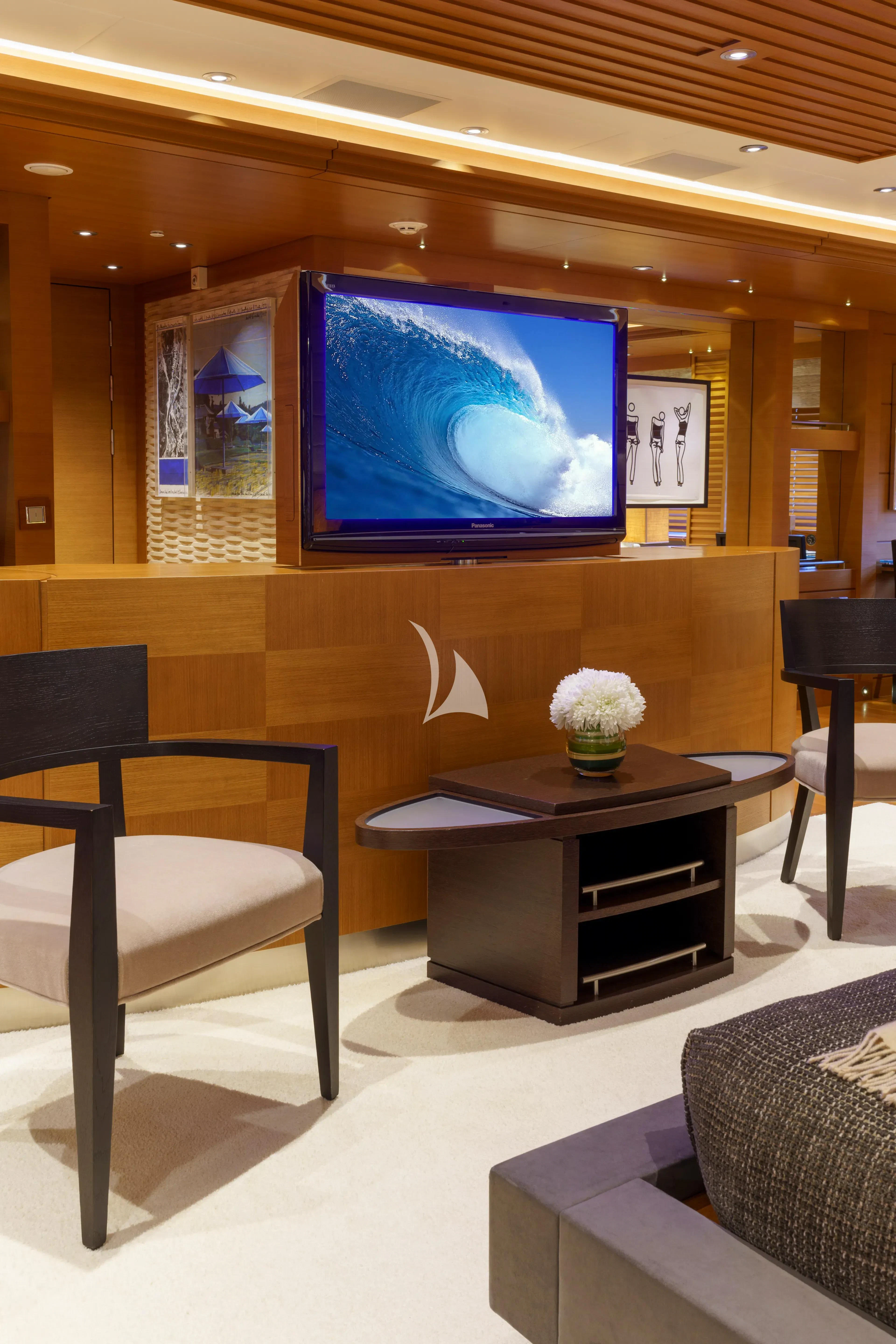 a tv on a wall aboard MARY-JEAN II Yacht for Sale
