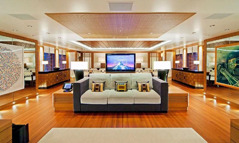 a large room with a large bed aboard MARY-JEAN II Yacht for Sale