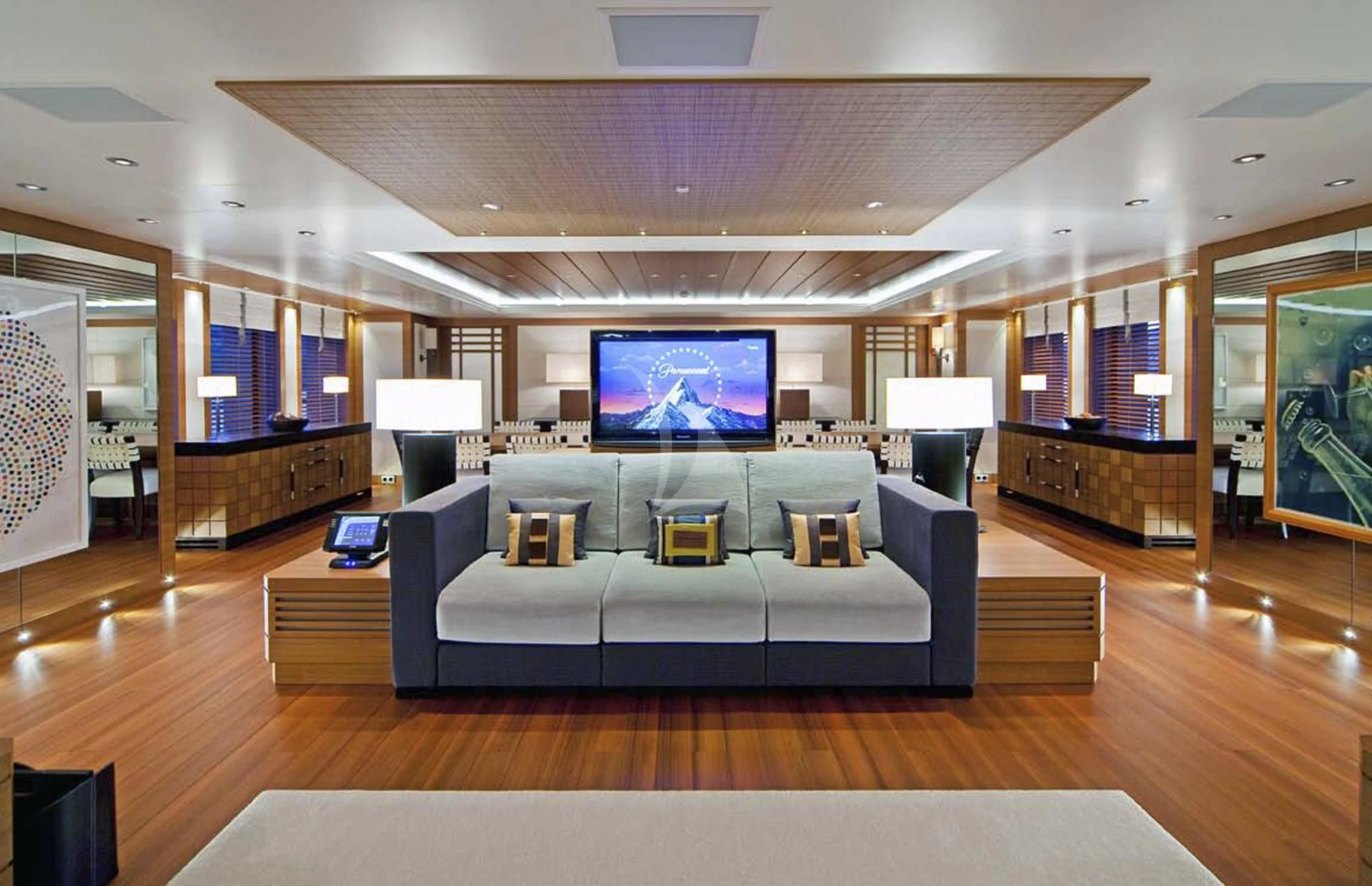 a large room with a large bed aboard MARY-JEAN II Yacht for Sale