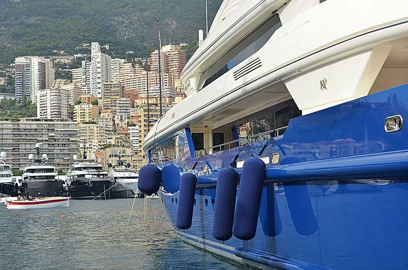 a boat is parked on the water aboard MARY-JEAN II Yacht for Sale