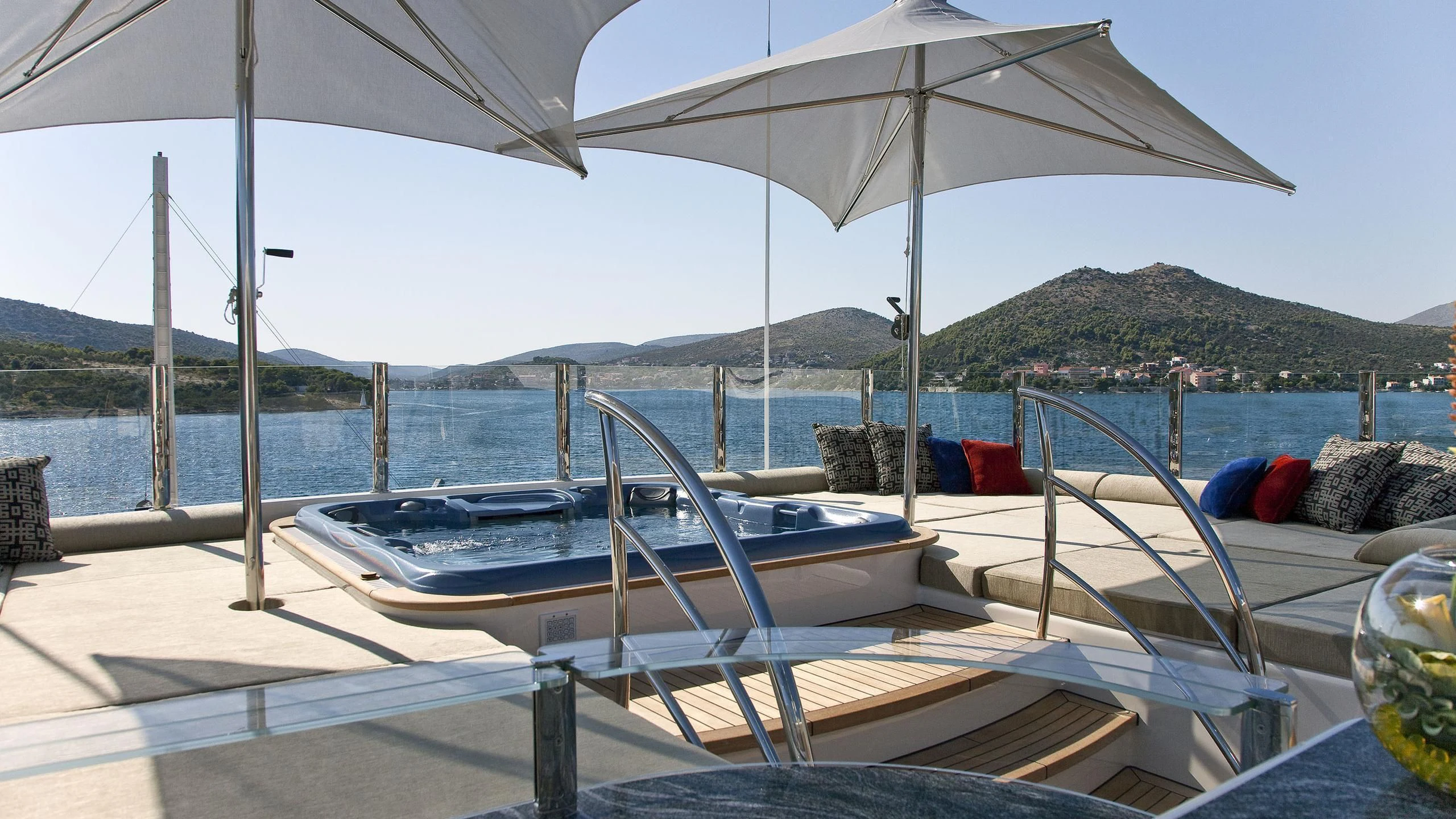 a couple of boats sit on a dock aboard MARY-JEAN II Yacht for Sale