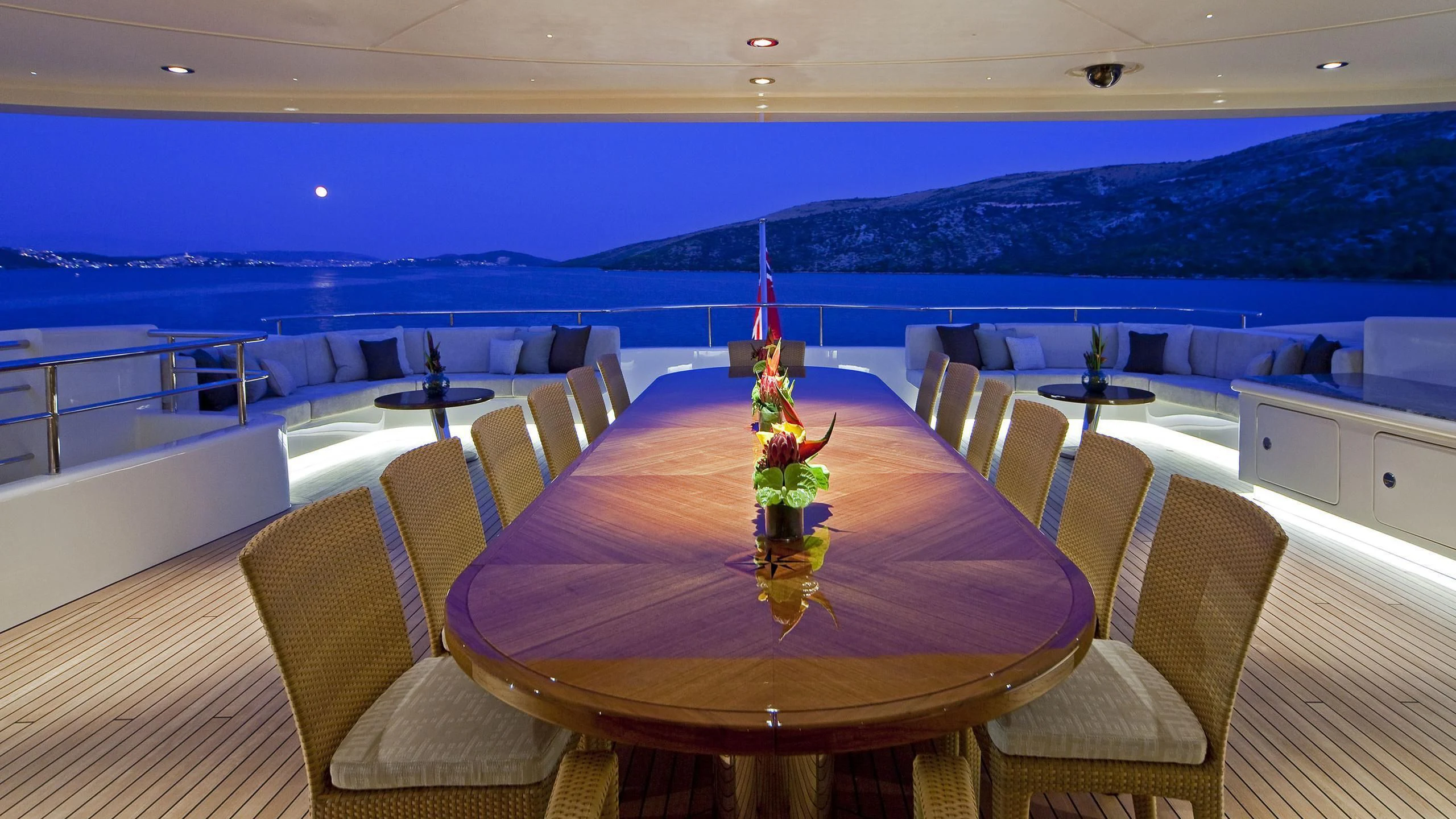 a table with chairs around it aboard MARY-JEAN II Yacht for Sale