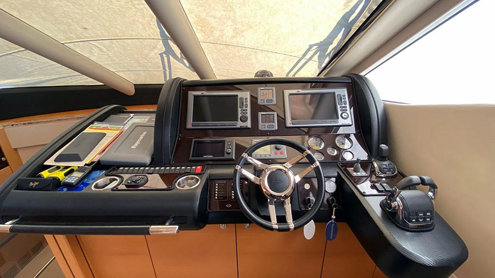 a cockpit of a plane aboard LIO Yacht for Sale