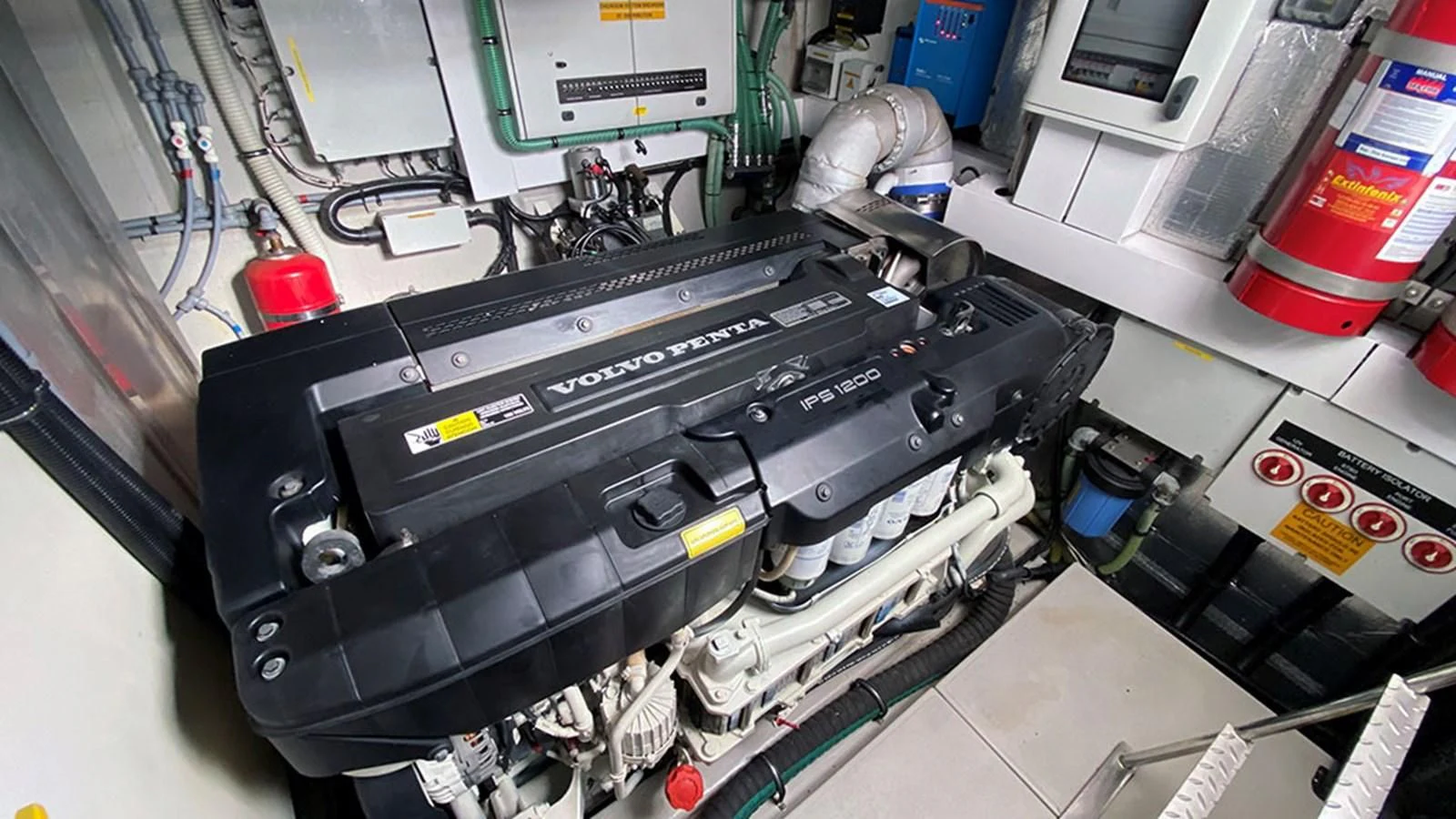 a machine with a large piece of equipment in it aboard LIO Yacht for Sale