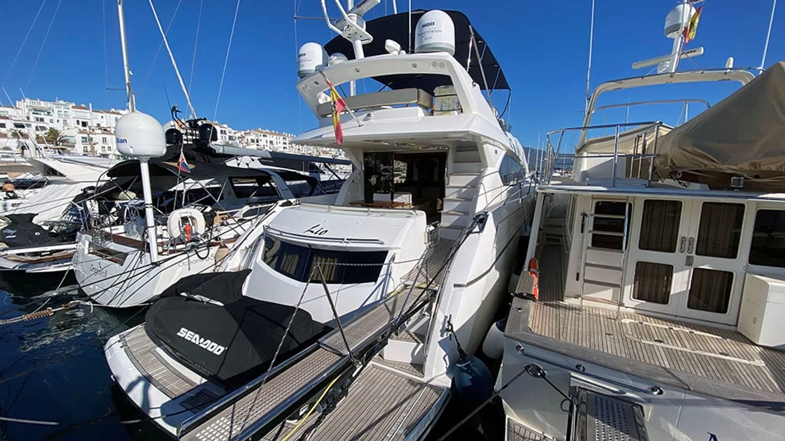 a group of boats docked aboard LIO Yacht for Sale