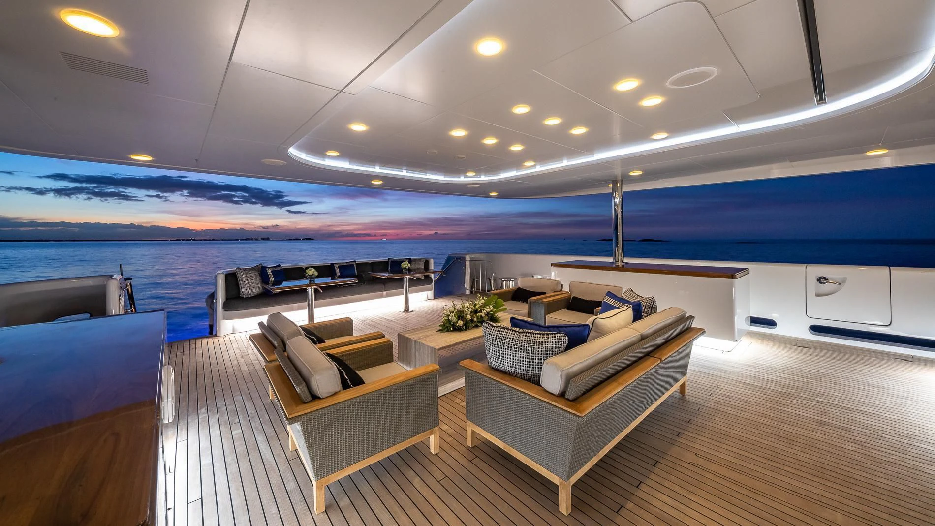 a large room with a pool table and chairs aboard HOLDIN' MY OWN Yacht for Sale