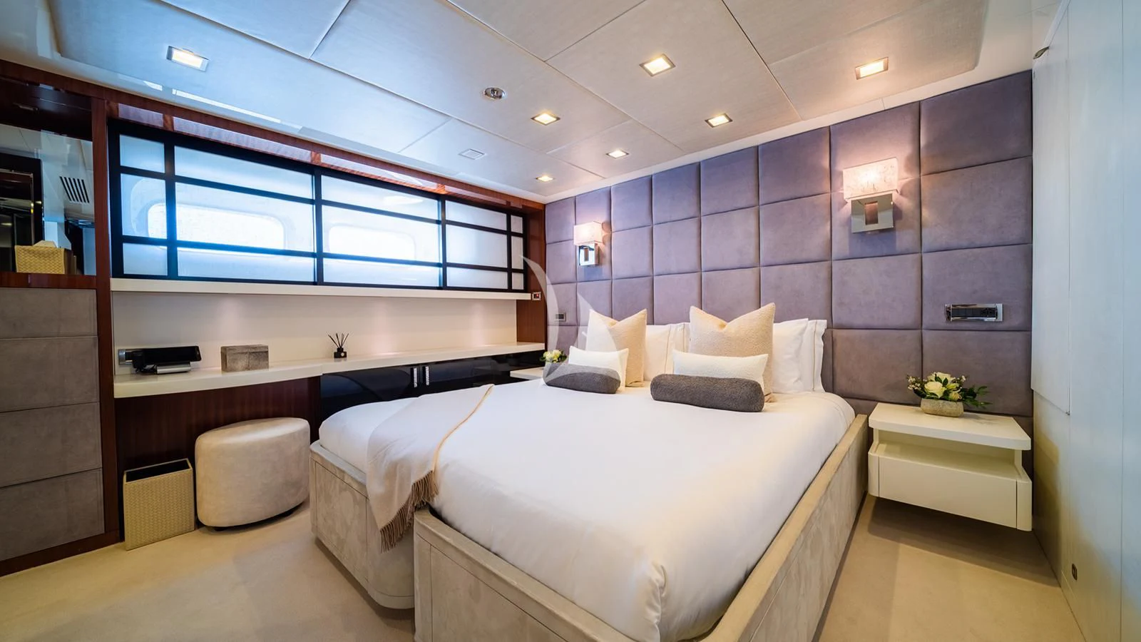 a room with a couple of beds aboard HOLDIN' MY OWN Yacht for Sale