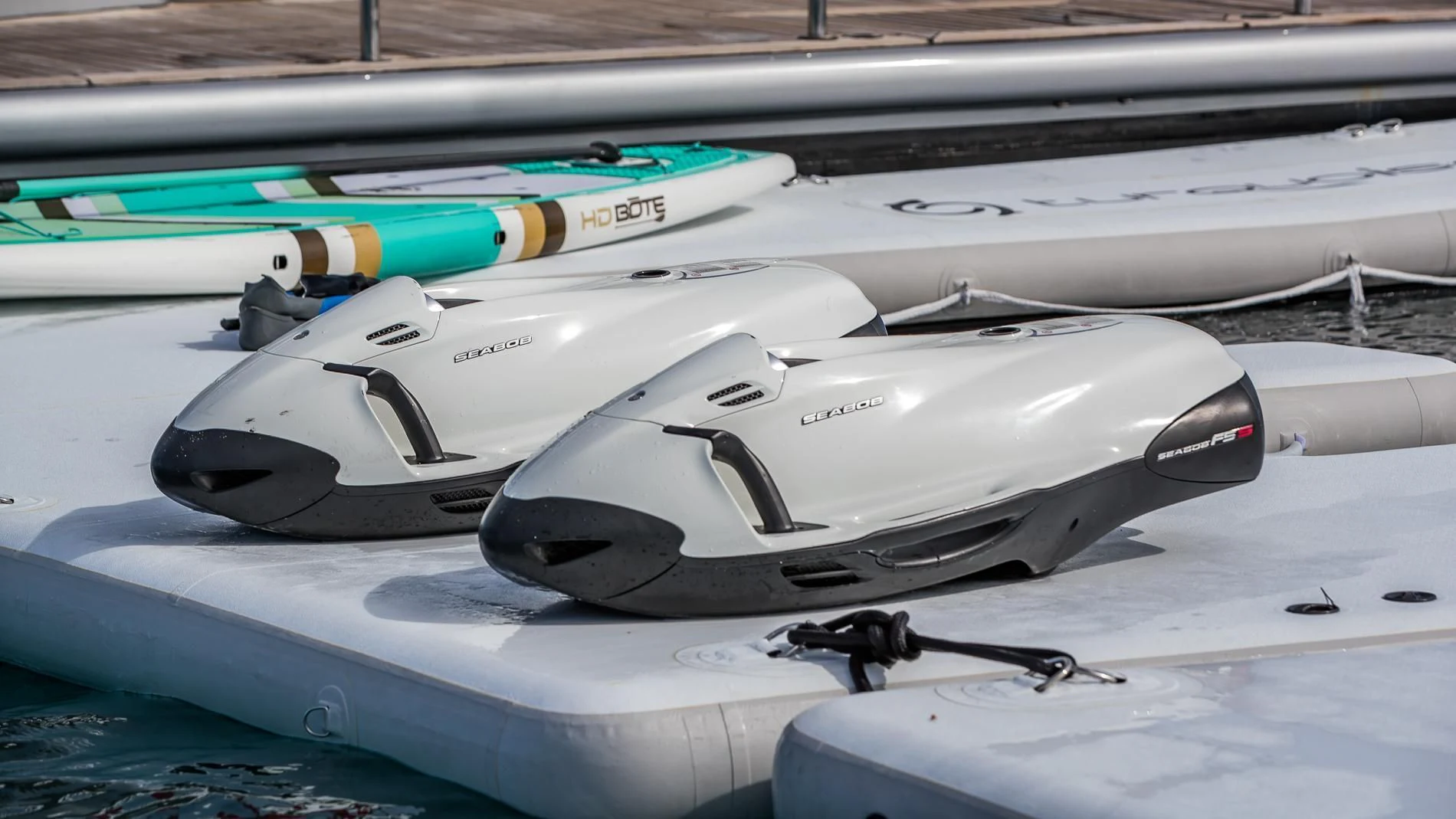 a white and blue model airplane aboard HOLDIN' MY OWN Yacht for Sale
