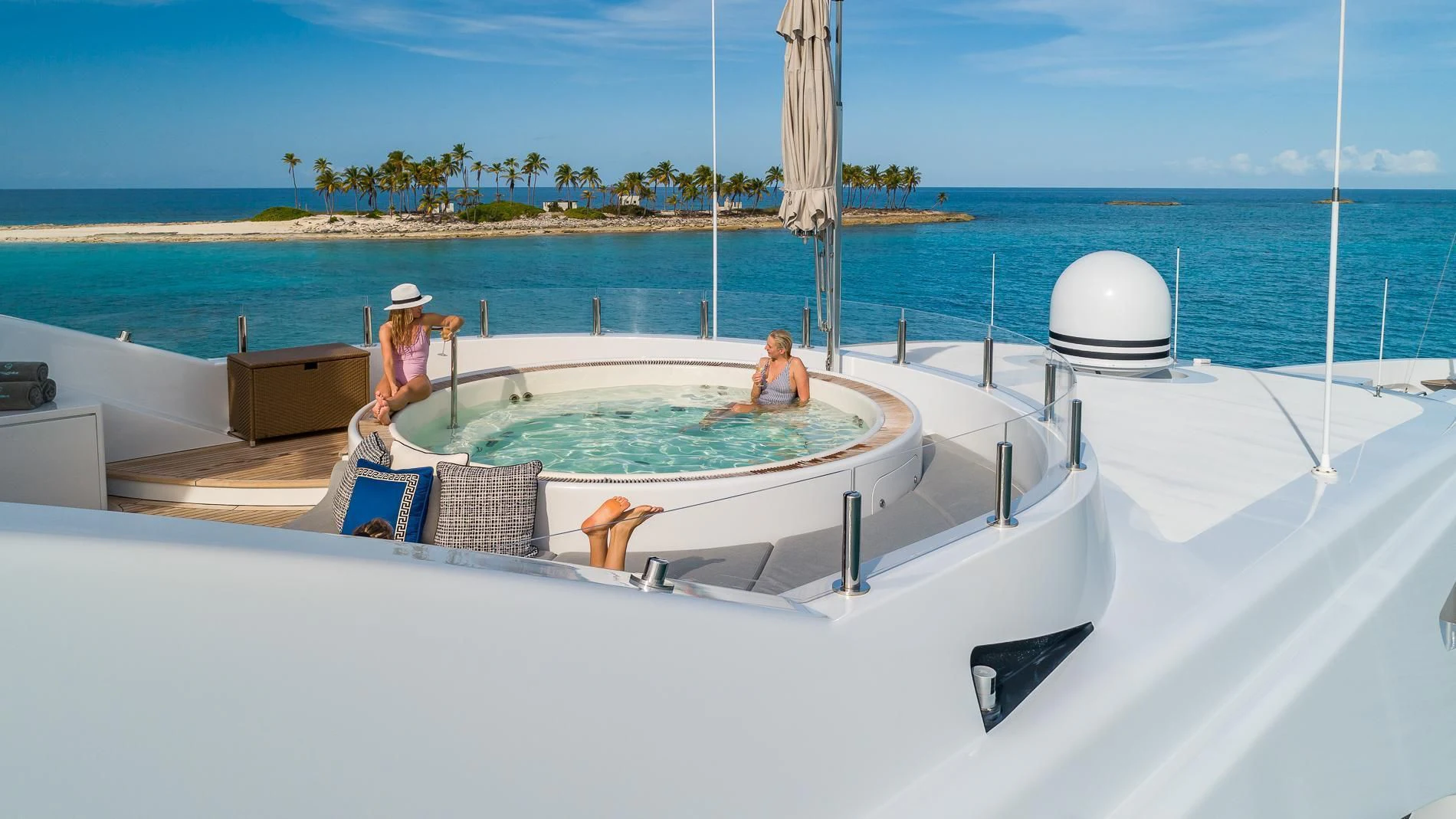 a couple of people in a pool aboard HOLDIN' MY OWN Yacht for Sale