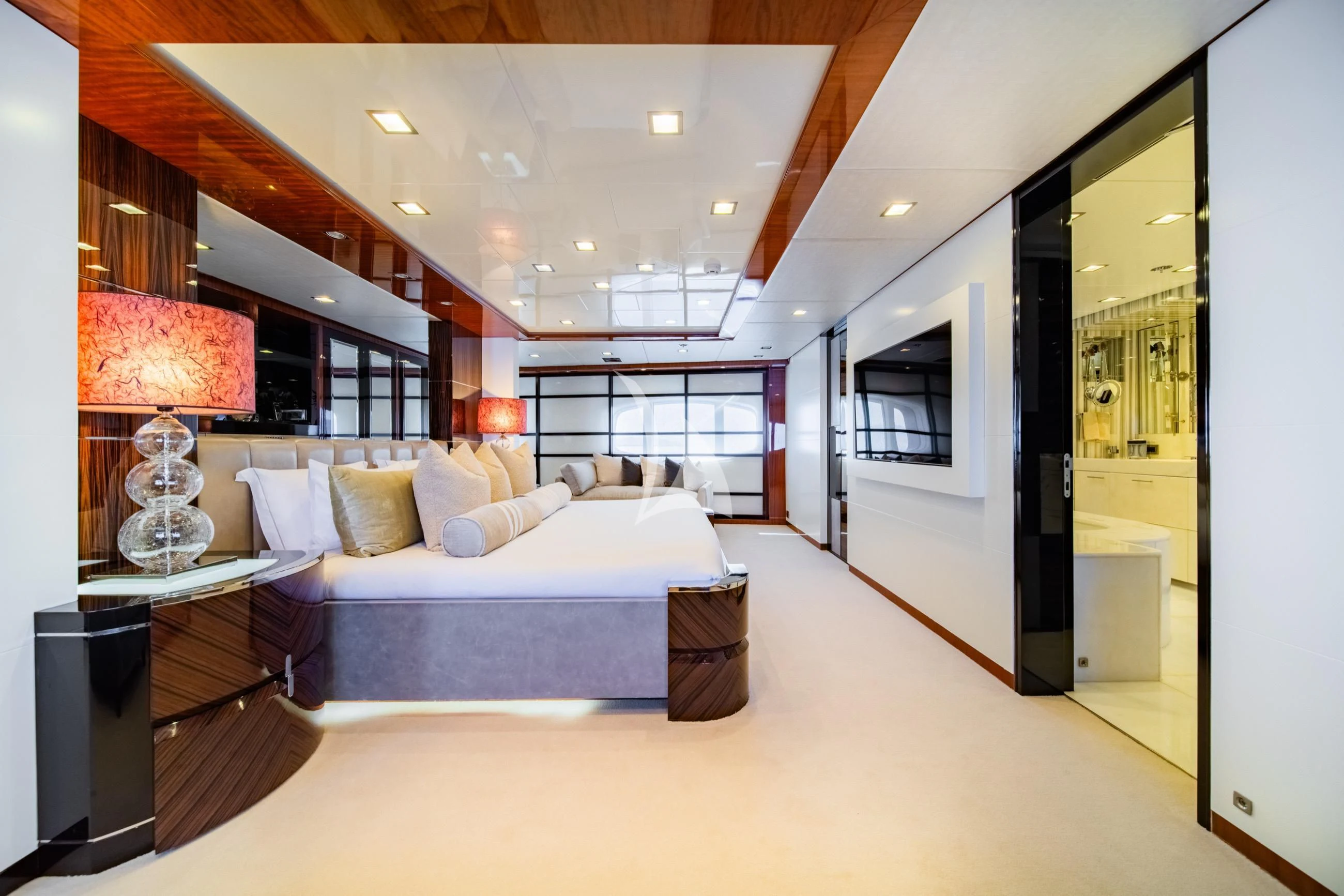 a large bedroom with a large bed aboard HOLDIN' MY OWN Yacht for Sale