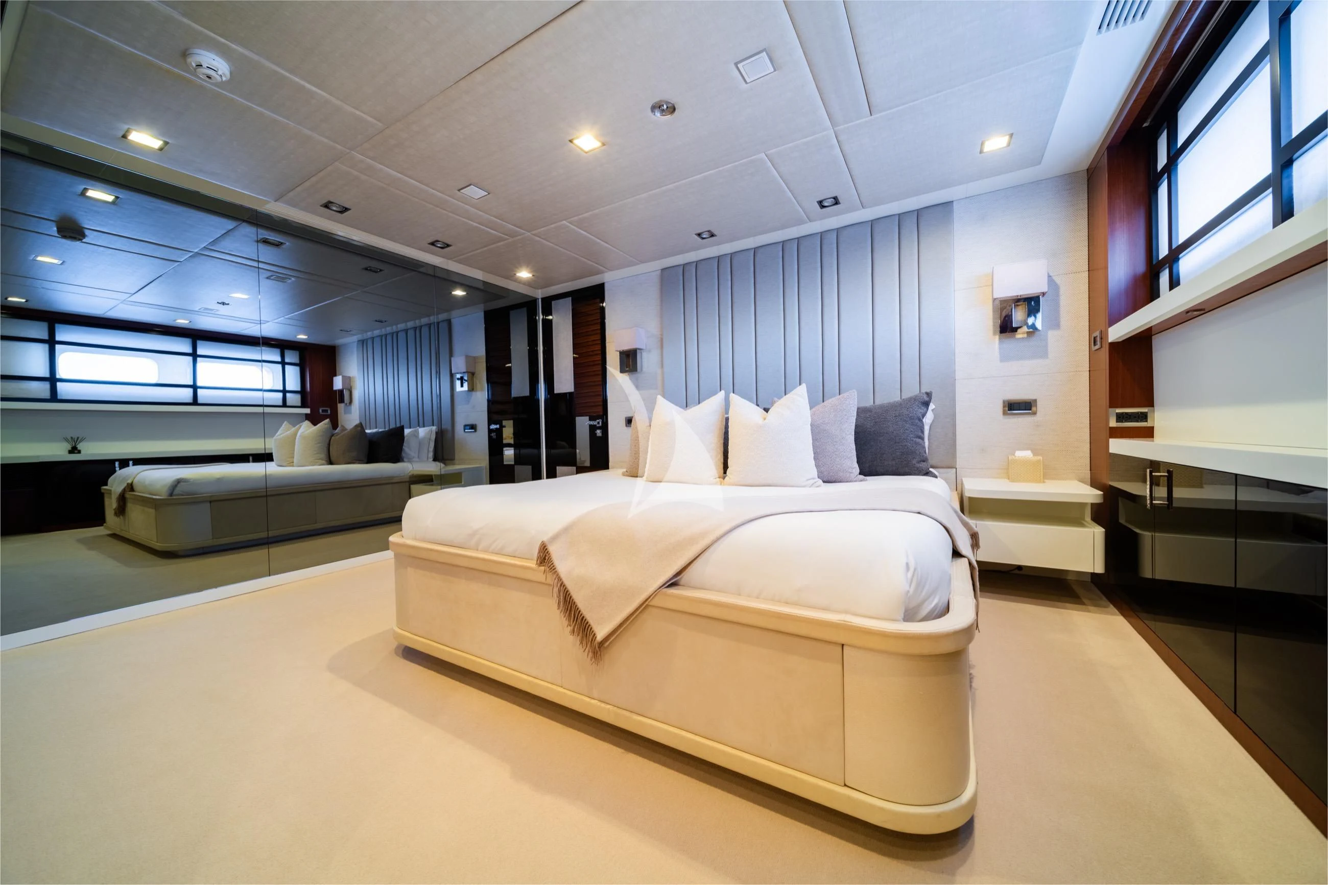 a room with a bed and a window aboard HOLDIN' MY OWN Yacht for Sale