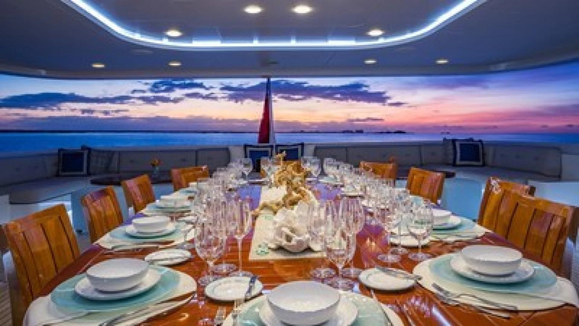 a large table with food and glasses aboard HOLDIN' MY OWN Yacht for Sale