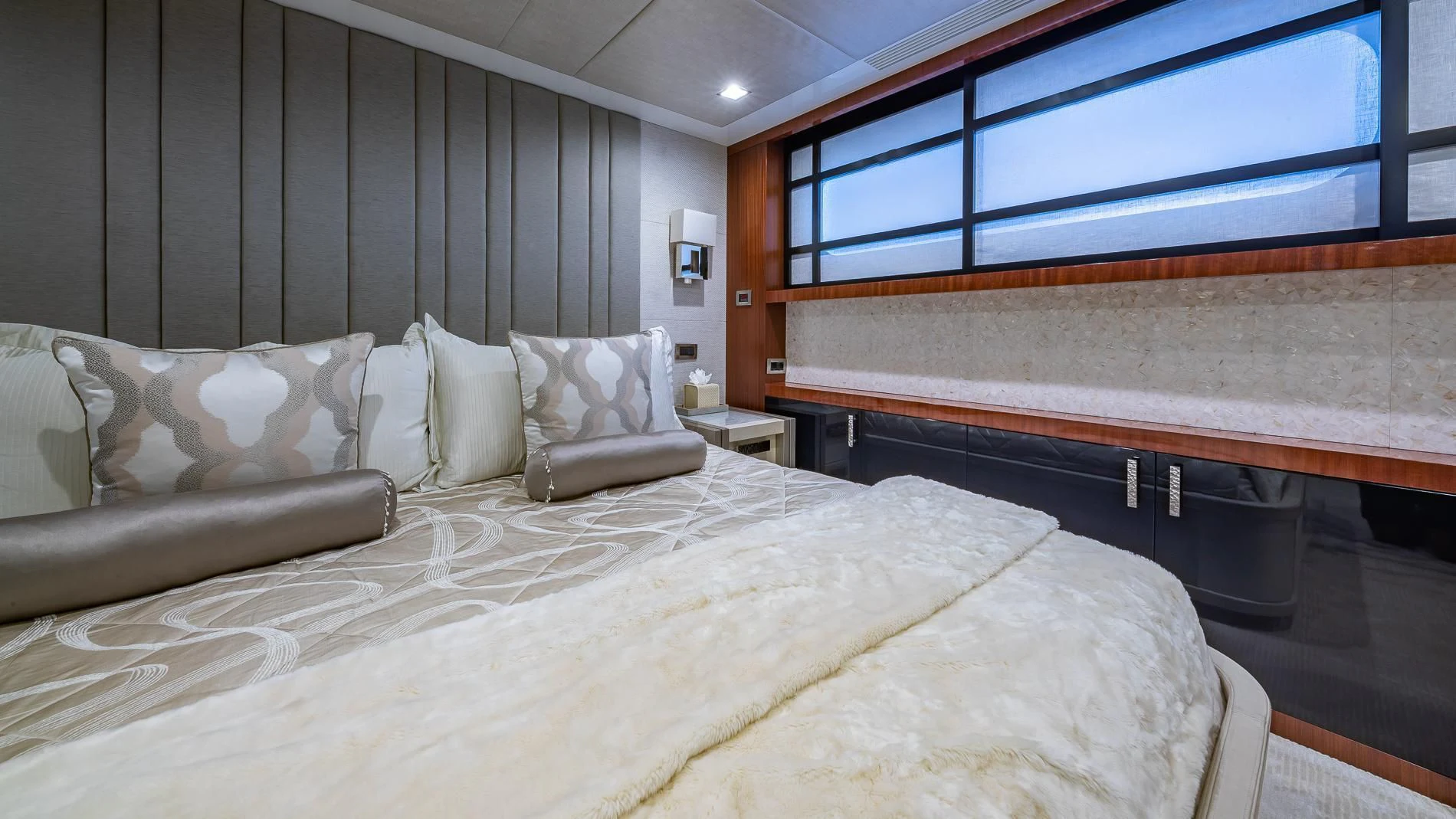 a room with a bed and a window aboard HOLDIN' MY OWN Yacht for Sale