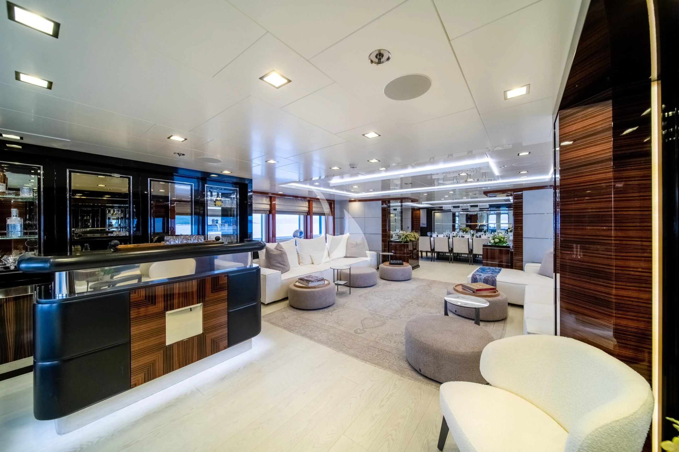 a large modern looking room aboard HOLDIN' MY OWN Yacht for Sale