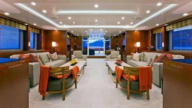 a living room with a couch and a table aboard HOLDIN' MY OWN Yacht for Sale