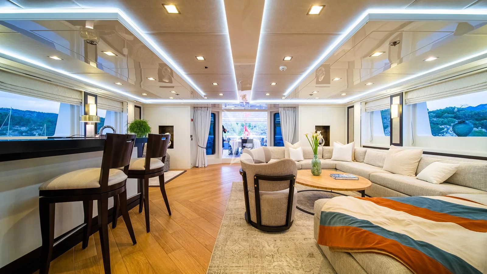 a room with a bed and a table aboard HOLDIN' MY OWN Yacht for Sale