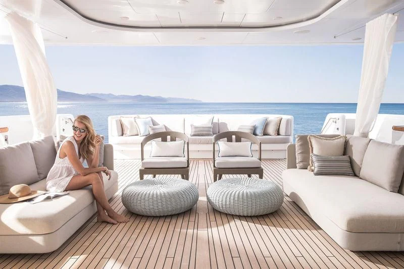 a person sitting on a couch aboard HOLDIN' MY OWN Yacht for Sale