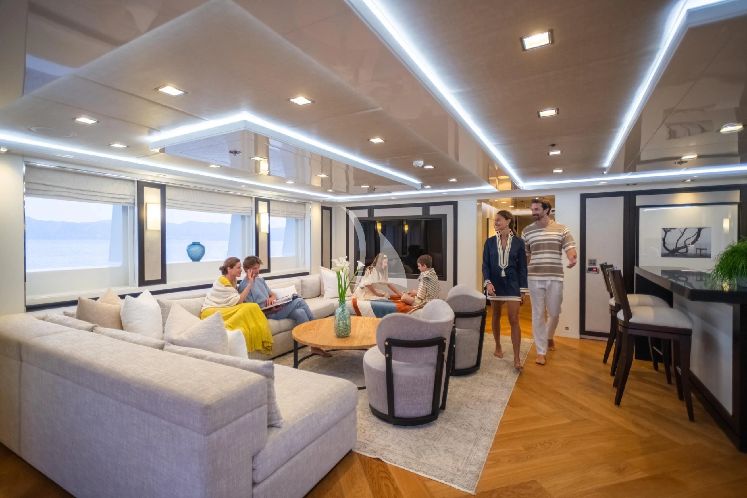 a group of people in a living room aboard HOLDIN' MY OWN Yacht for Sale