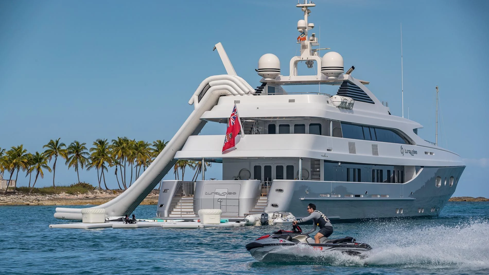 a person on a jet ski in the water aboard HOLDIN' MY OWN Yacht for Sale