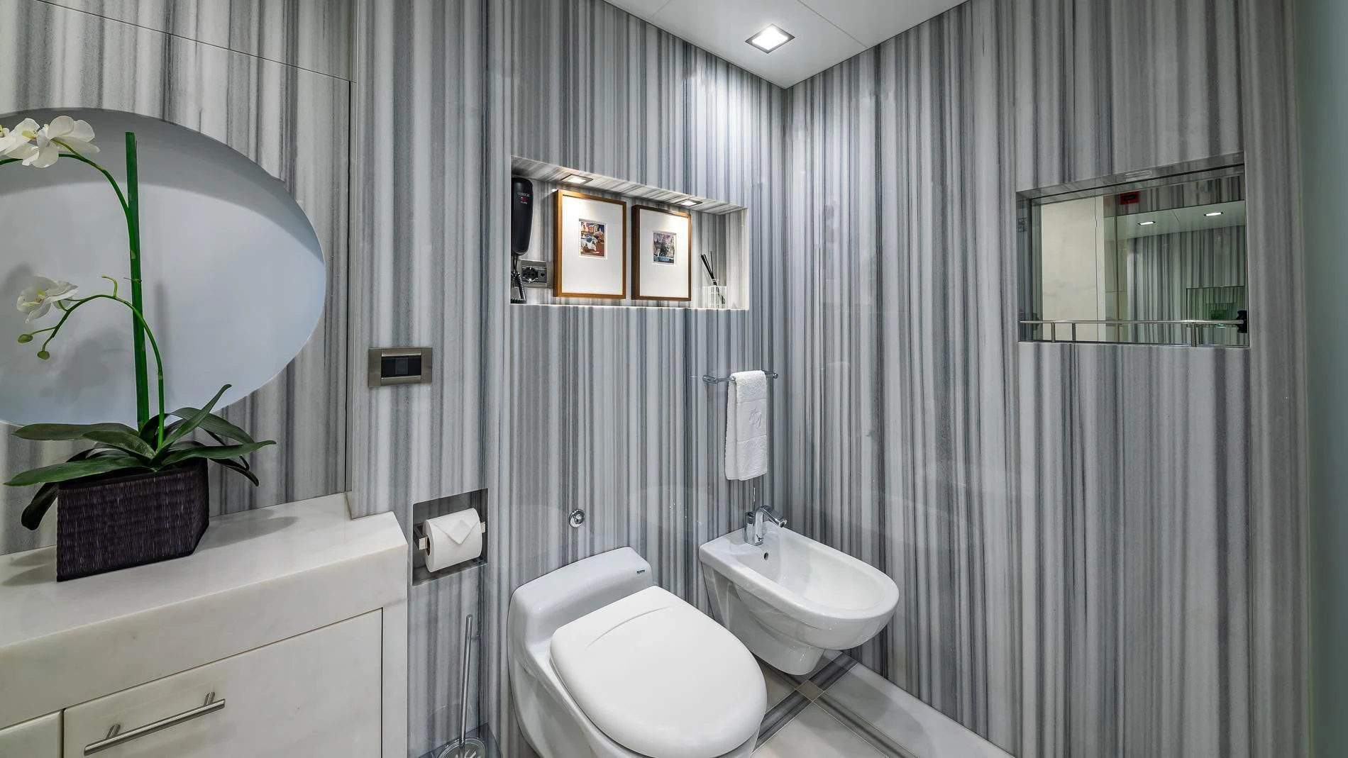 a bathroom with a sink and a toilet aboard HOLDIN' MY OWN Yacht for Sale