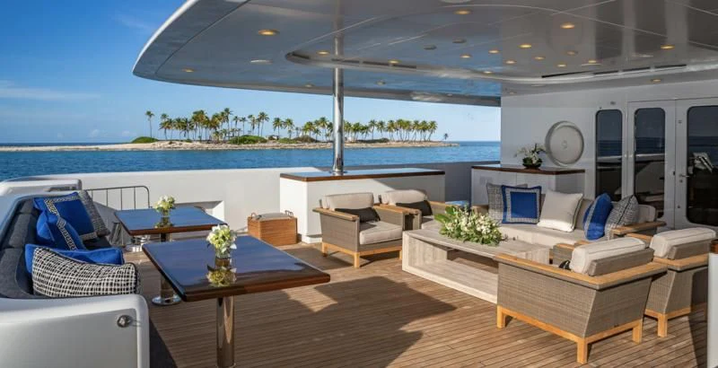a living room with a large pool aboard HOLDIN' MY OWN Yacht for Sale