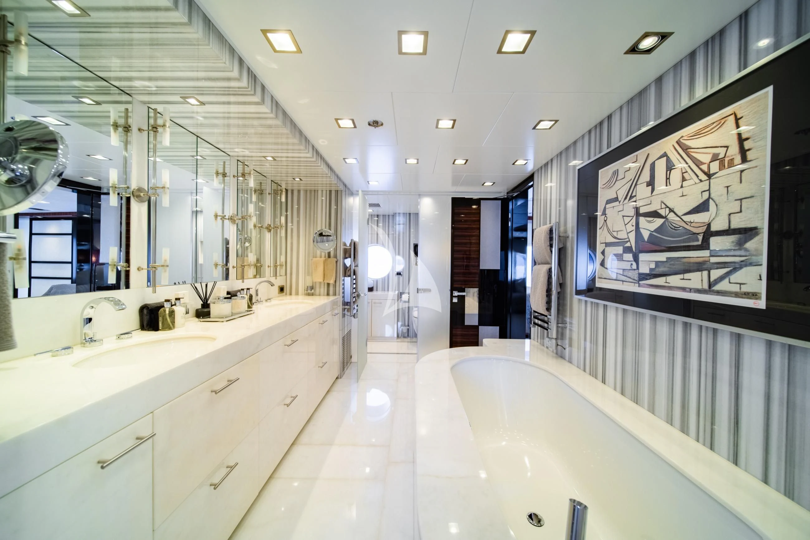 a large bathroom with a large bathtub aboard HOLDIN' MY OWN Yacht for Sale