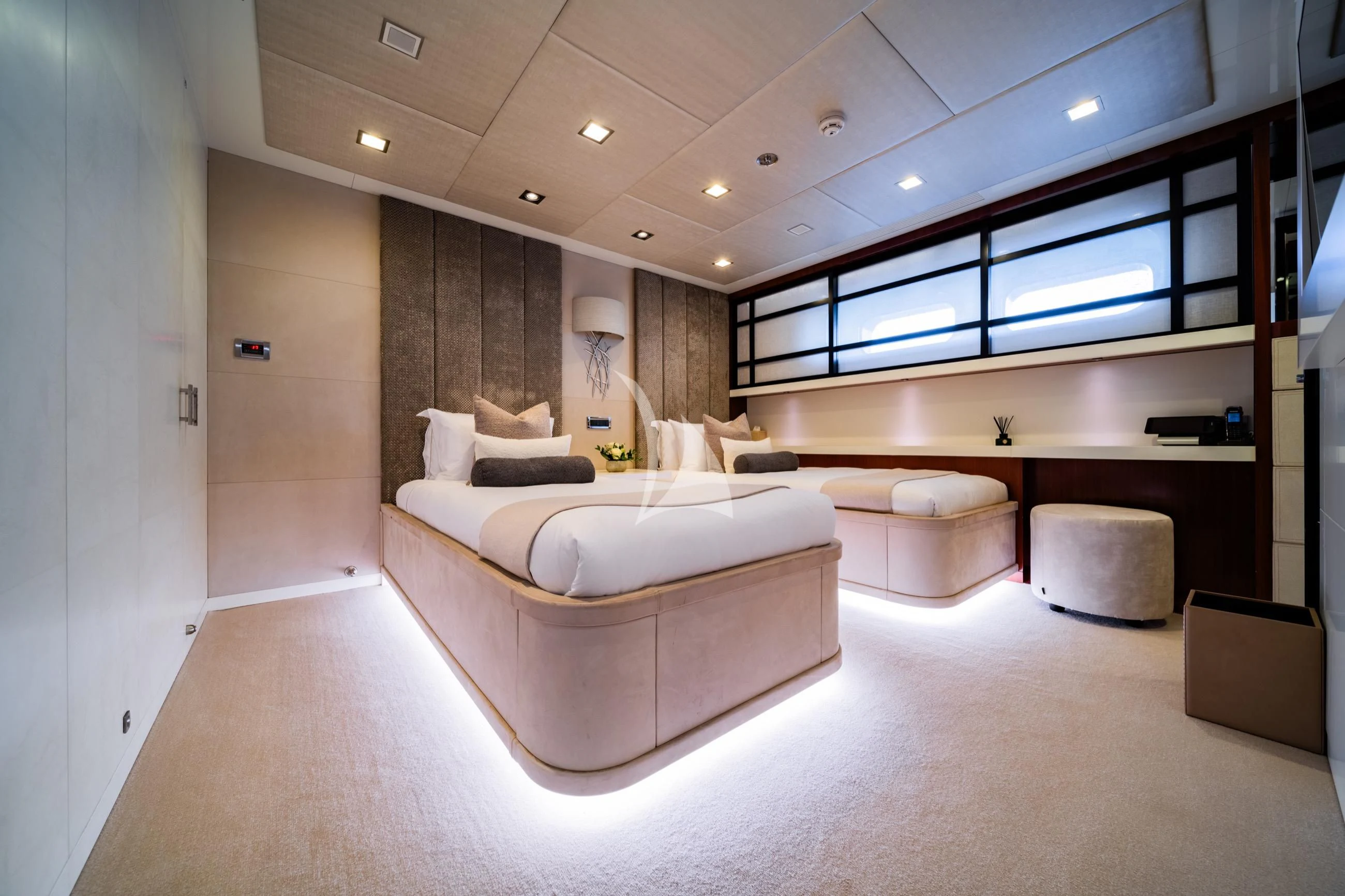 a room with a bed and a desk aboard HOLDIN' MY OWN Yacht for Sale