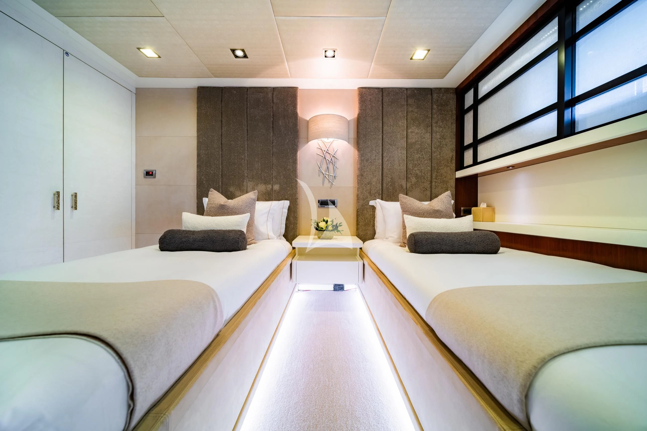 a room with a bed and a desk aboard HOLDIN' MY OWN Yacht for Sale
