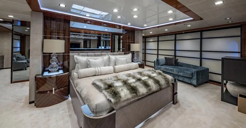 a large room with a couch and a tv aboard HOLDIN' MY OWN Yacht for Sale