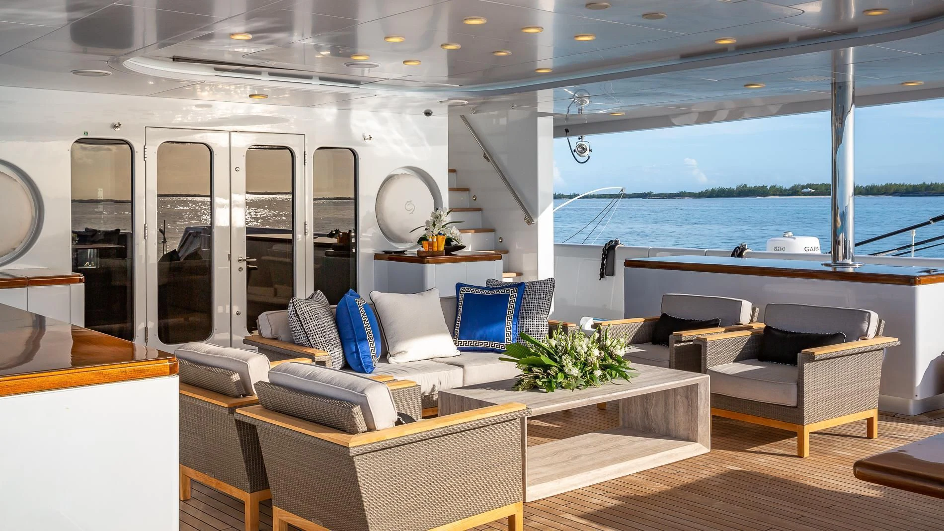 a boat with a table and chairs aboard HOLDIN' MY OWN Yacht for Sale