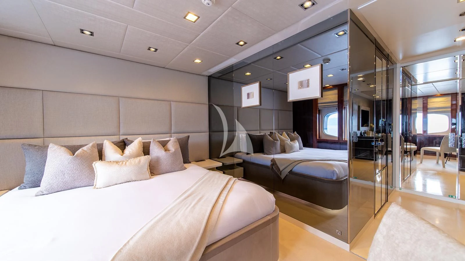 a room with a bed and a desk aboard HOLDIN' MY OWN Yacht for Sale