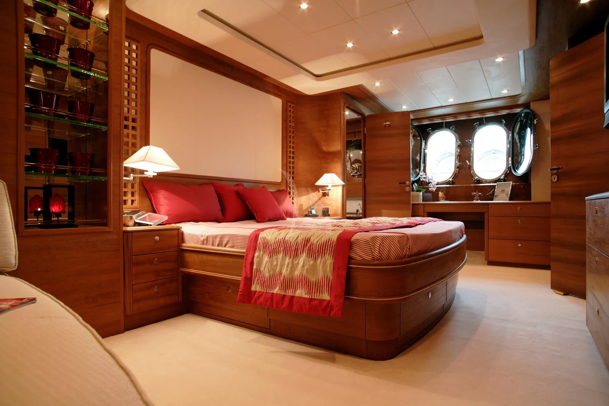 a bed in a room aboard LADY EMMA Yacht for Sale