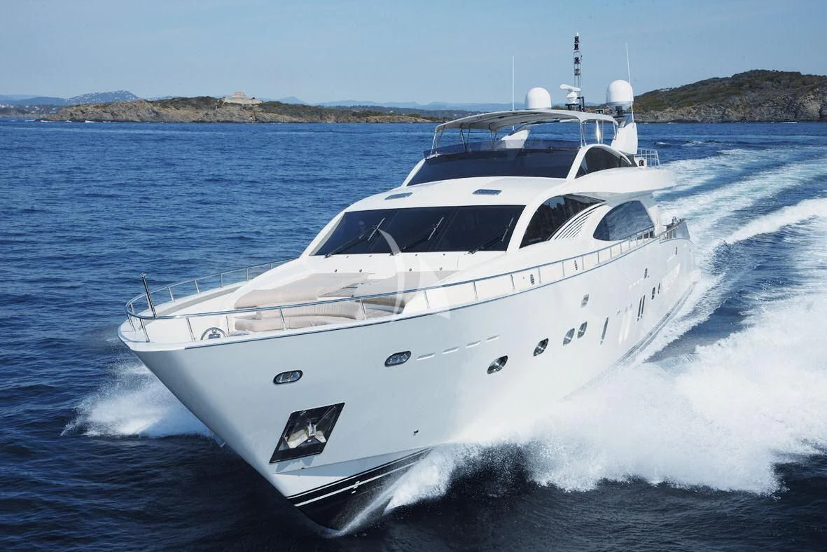 a white yacht on the water aboard LADY EMMA Yacht for Sale