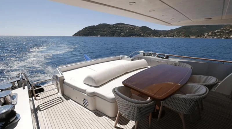 a boat on a deck aboard LADY EMMA Yacht for Sale