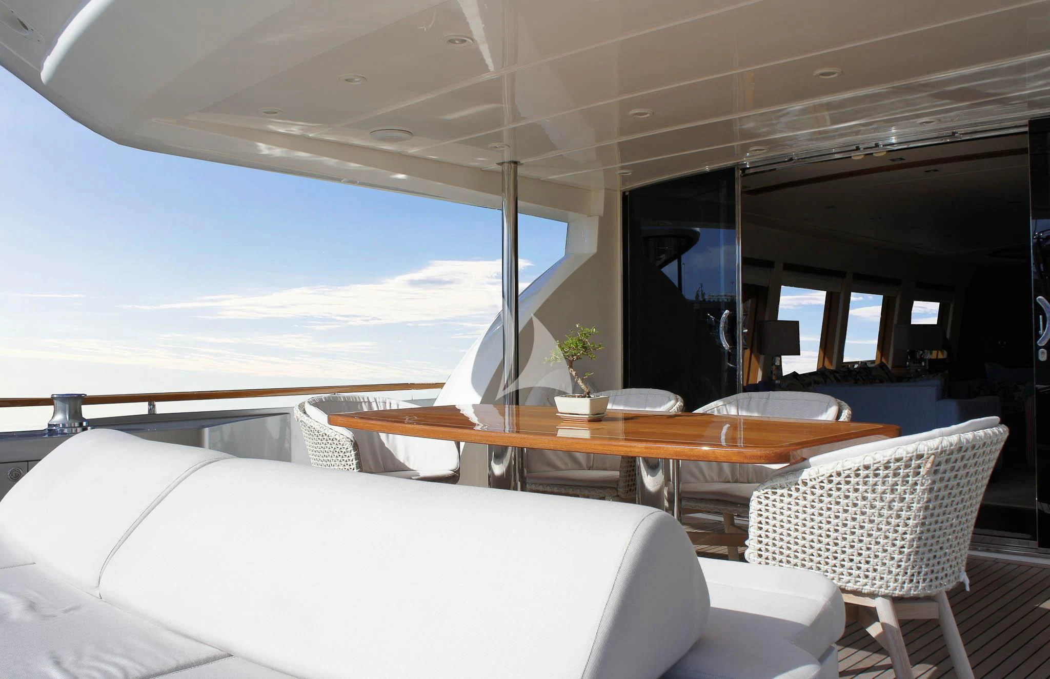 a room with a table and chairs aboard LADY EMMA Yacht for Sale